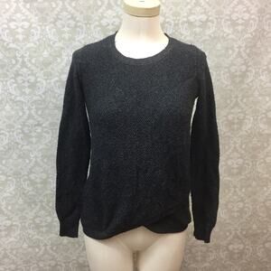 Madewell XXS Womens Charcoal Knit Overlap Hem Sweater